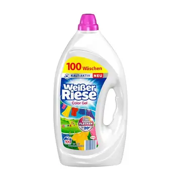 Weißer Riese Color Gel, 100 Waschladungen (4,5L), Frischer Duft, Kraftvolle Fleckenentfernung, Kalt-Aktiv ab 20°C