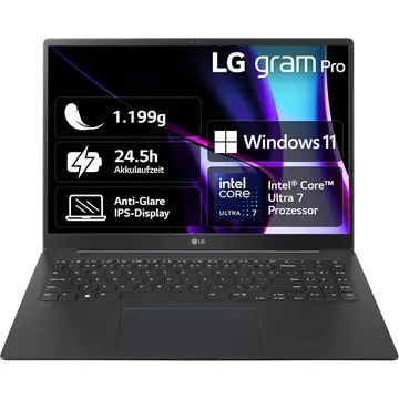 LG gram 16" Pro Core Ultra 7 155H 16GB/1TB SSD Win11 Schwarz 6Z90SP-G.AA78G
