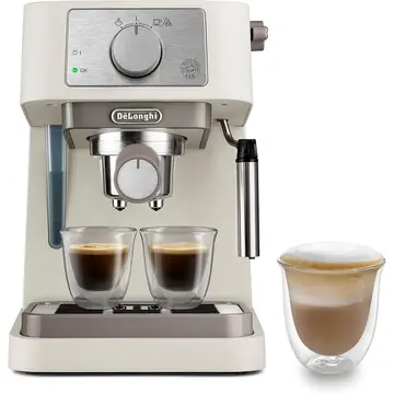 De'longhi Stilosa Espresso Coffee Machine, 15 Bar, Milk Frother Steam Wand, Compact, Cream - EC260.CR