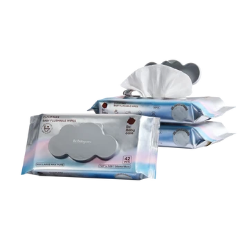 BC Babycare Cloud Feel Doorspoelbare Doekjes, hypoallergene formule, voor gevoelige huid, 99% gezuiverd water, plantaardige vezels, veilig voor toilet en septic tank, geurloos, ideaal voor zindelijkheidstraining, 126 doekjes (42 x 3 pakken)