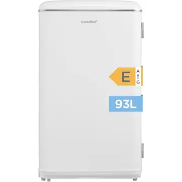 Comfee RCD93WH2EURT(E) Kleiner Kühlschrank, 93 Liter Retro-Kühlschrank, Mini-Kühlschrank mit einstellbarer Thermostat, leise, geeignet für Zuhause, Büro und Hotel, Weiß [Energieeffizienzklasse E]