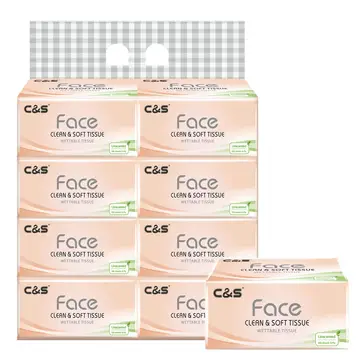 C&S Papiertaschentücher (Gesicht Rosa Weich), 3-lagig, 960 Blatt (120 Blatt * 8 Packungen), Hautfreundlich, Robust, Familien-Packung