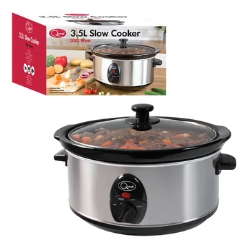 Quest Stainless Steel 3.5 Ltr Slow Cooker settings, warm, ceramic, pot, heat, stainless – 35270
