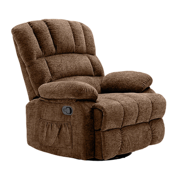 HONEYOU Swivel Recliner Chair, OKIN Frame Recliner, Oversized 360° Rocker Chairs, Rocking Recliner Chair, Overstuffed Manual Glider Recliner, Single Sofa for Living Room, Bedroom，Brown