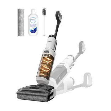 Tineco Floor One Stretch S6 Nass Trockensauger, 180°-Flachdesign Saugwischer 13cm Liegehöhe, 70°C 5min FlashDry Selbstreinigung, 3-Seitige Kantenreinigung 40min Laufzeit Reinigung unter tiefen Möbeln