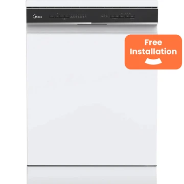 Midea MDWEF1433D(W)-WG-UK 60cm Wide Full Size Freestanding Dishwasher With Cutlery Tray, White, C Rated