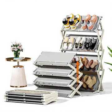 ochama×J.ZAO Shoe Rack Telescopic Shoe Storage Rack Shoe Cabinet Anti-Corrosion Anti-Rust Stable Tiltable Support No Installation Needed