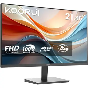 KOORUI MB21V29FS4 22" 100Hz Monitor: 3000:1 Contrast Ratio, AMD FreeSync, 5ms Response, VESA Ready for Home Office & Gaming