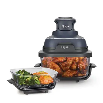 Ninja CRISPi 4-in-1 Portable Air Fryer - Cyber Space Blue,  3.8L, 1700W, Air Fry, Roast, Keep Warm, Recrisp, Space Saving Compact Design, 2x Removable Glass Containers & Lids, FN101UKGY