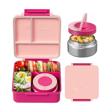 Meoky 54oz Enkelvleugelscherm Divided Lunchdoos - Roze