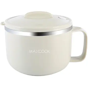 Maxcook 304 Stanless Stahl Ramen Schüssel - mit Deckel & könnte Loch Handys - 1,2 L - Grau