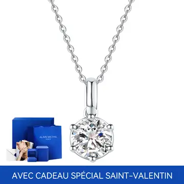 ALAIN MICHAL Collier Classique 0,5 ct En Argent – avec cadeau spécial Saint-Valentin