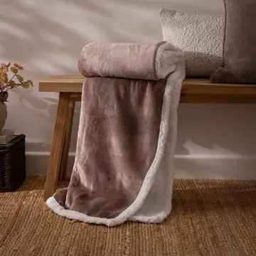 Riva Home Throw Lux Sherpa Fleece Mocha 127x152cm