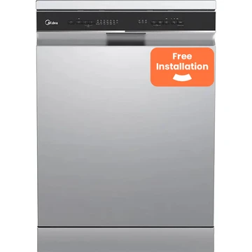 Midea MDWEF1433D(SS)-WG-UK Freestanding Full Size Dishwasher With Cutlery Tray, Stainless Steel, C Rated