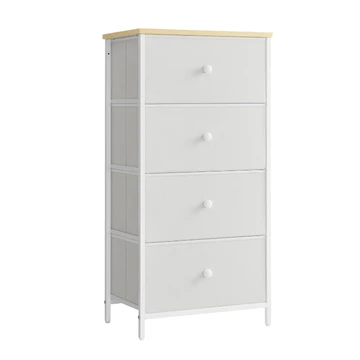 SONGMICS Ladekast met 4 stofladekasten - wit/eiken