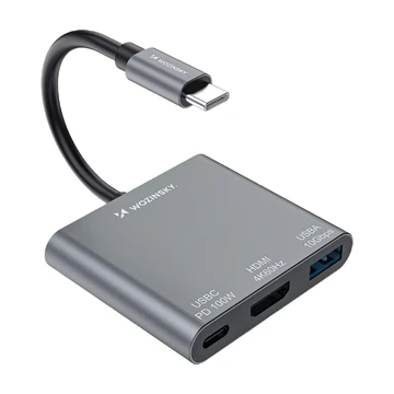 Hub Wozinsky WHCH-01 USB-C PD 100W HDMI 4K@30Hz USB-A 10Gbps - grau