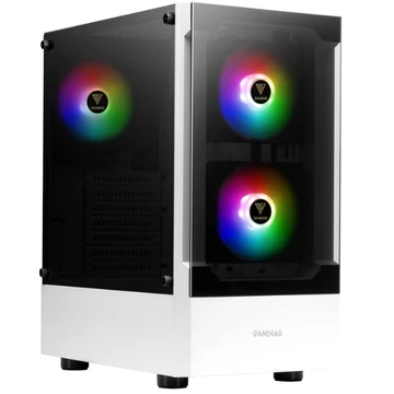 GAMDIAS ATX Mid-Tower Gaming-PC-Gehäuse, Enthält 3 x 120 mm ARGB-Lüfter, High Airflow Mesh Front, Gehärtetes Glas-Seitenteil, PSU-Abdeckung, Weiß