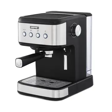 Geepas Barista Espresso Coffee Machine, 20 Bar, Milk Frother Steam Wand, Black & Silver - GCM41521UK