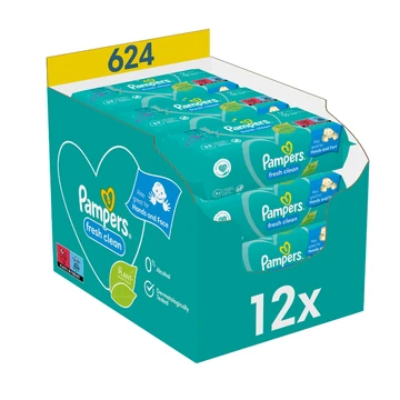 PAMPERS Fresh Clean Lot de 12 paquets de lingettes pour bébé