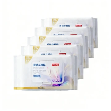 ochama×J.ZAO Polarblume Feuchtes Toilettenpapier, 400 Tücher (80 Tücher*5 Packungen), Großpack Familien Reinigungs Feuchttücher