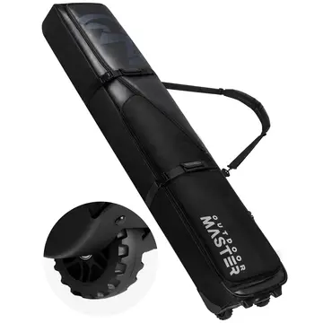 OutdoorMaster Gewatteerde Snowboardtas - Snowboardtas met wielen voor vliegreizen 192×34×18cm Zwart