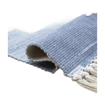 Ashler Baumwoll-Teppich Boho-Teppich gewebt mit Fransen für drinnen und draußen, schmutziger, gehäkelter, maschinenwaschbarer Bodenbelag, Landhaus-Teppich für Wohnzimmer, Schlafzimmer, Küche Dekoration 94085057/2 Blau