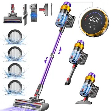 Daynee draadloze stofzuiger, 65 kPa/70 min, met display, anti-klitborstel en aromatherapie, HEPA*4, voor dierenharen, tapijten en harde vloeren, Model AZA62