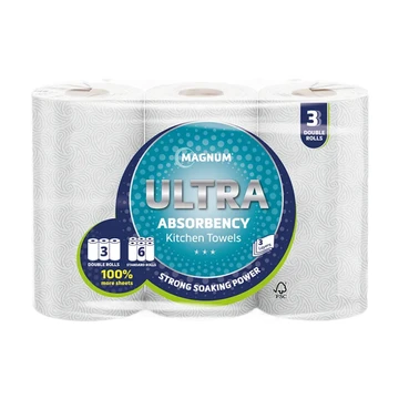 Magnum Ultra Double Kitchen Towel 3 Ply 3 Rolls