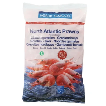 Nordic Seafood MSC Noord-Atlantische garnalen met schaal, gekookt Pandalus 1kg (netto 800g)