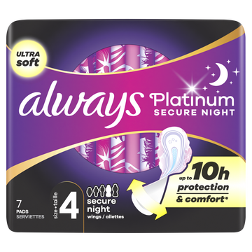 Always Platinum Secure Night (maat 4) met vleugels maandverband 7 stuks - maandverpakking