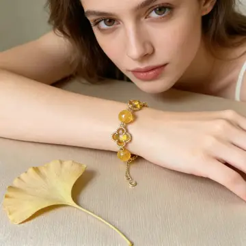 Bracelet en cristal VoxorAI L8 [Marcher dans les nuages], bracelet en cristal jaune glacé naturel, bracelet porte-bonheur, création artisanale originale, bracelet en cristal haut de gamme, léger et luxueux