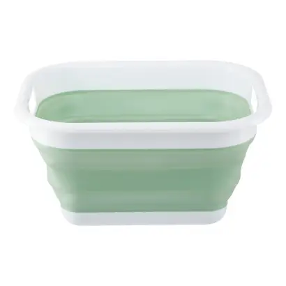 Averill Collapsible Green White Laundry Basket