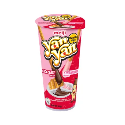 Meiji Yan Yan Biscuit Sticks with Double Cream Flavoured Dip 44g 明治欣欣杯双倍奶油口味蘸酱饼干棒 44g