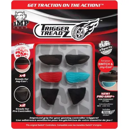 iMP - Trigger Treadz - Trigger Grips - Pro Grip+ - Joy-Con (4pcs) + Pro Controller (2pcs) - Black/Red/Blue (Switch)