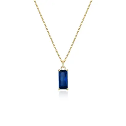 Ever Faith 14K Gold Plated Emerald Cut Cubic Zirconia Pendant Necklace