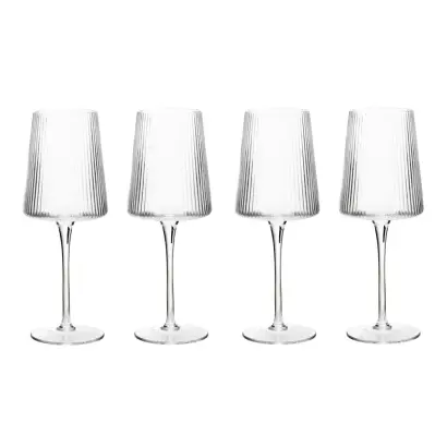 Maison by Premier Set of Four Ribbed Wine Glasses