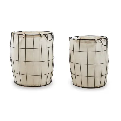 Harga Set Of Two Matte Black Laundry Baskets