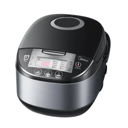 Midea Rice Cooker With Steamer,10 cup, 5 Litre, 11 Multicook Functions, LED display, Warmer, 24-Hr Delay Timer, Fuzzy Logic,Non-Stick Removable Inner Pot (Black)