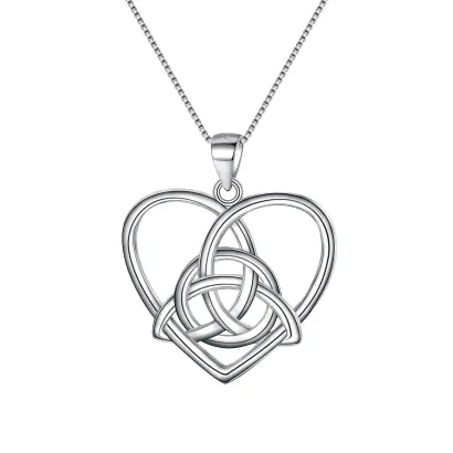 Ever Faith Good Luck Triangle Celtic Knot Love Heart Pendant Necklace
