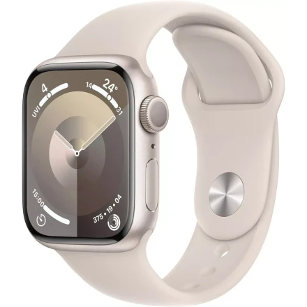 Apple Watch S9 (41mm/ GPS) - Starlight Aluminum Case with Starlight Sport Band (Small/Medium)