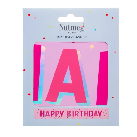 NUTMEG HAPPY BIRTHDAY BANNER PINK