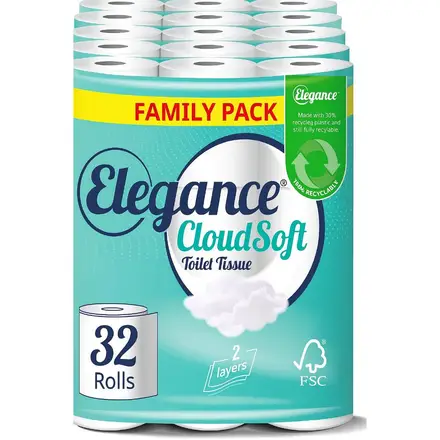 Elegance CloudSoft Toilet Tissue 2 Ply 32 Rolls