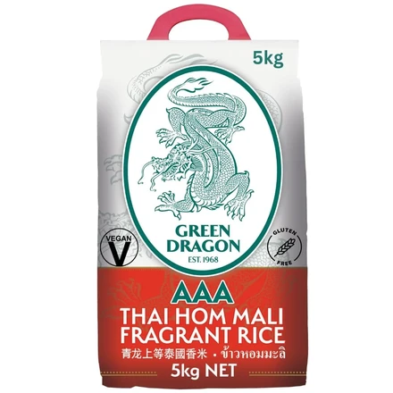 Green dragon Thai Fragrant Jasmine Rice 5KG | Thai Hom Mali | AAA | Premium Rice