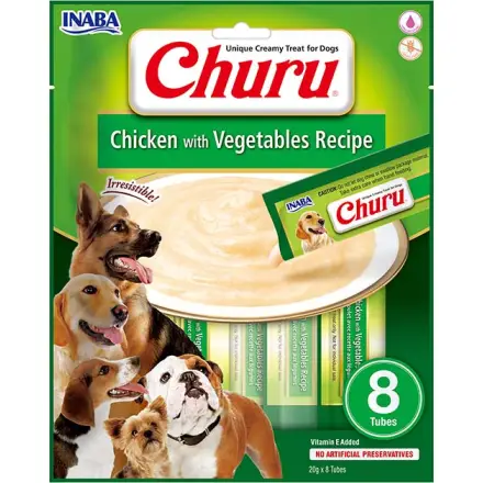 INABA Churu Hundesnack Hähnchen mit Gemüse Rezept 8 Stück
