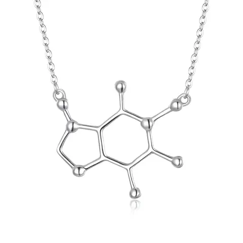 Ever Faith Caffeine Molecule-Shaped Pandent Necklace