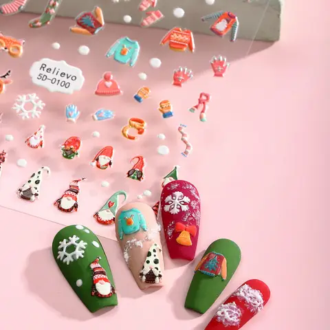 【Christmas Edition】MeoMagic Christmas gel nail stickers Self Adhesive Nail Decoration 5D-0100 (Only stickers)