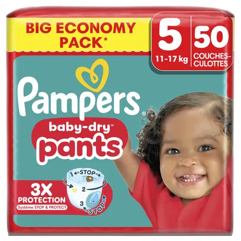 Pampers Baby Dry Culottes Junior Taille 5 - 12-17 kg - Grand pack, 50 unités