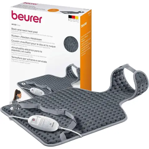 Beurer HK53 Cosy Neck & Back Electric Heat Pad for Relaxation, Warmth & Comfort, 3 Regulated Temperature Settings, Machine Washable
