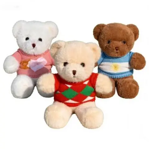 Peluche Ours avec pull à motifs modèle aléatoire - 30 cm