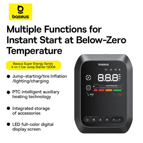 Baseus Super Energy Series 4-in-1 Auto-Starthilfe 1200A Cluster Schwarz